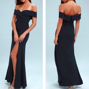 Lulu's Song of Love Navy Blue Off the Shoulder
Maxi Dress Size Small